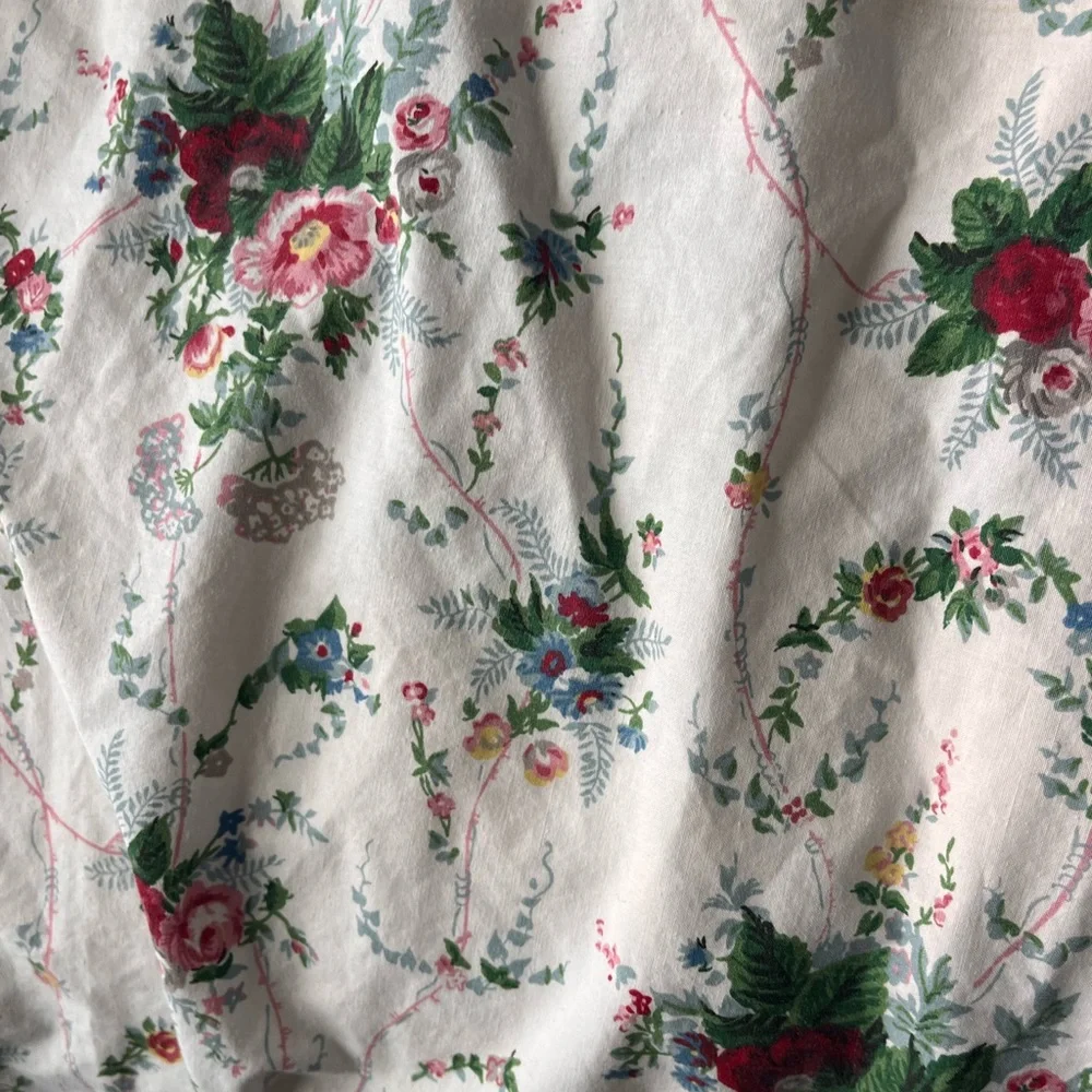 Ralph Lauren vintage Blaine Elaine floral flat sheet with ruffles size full